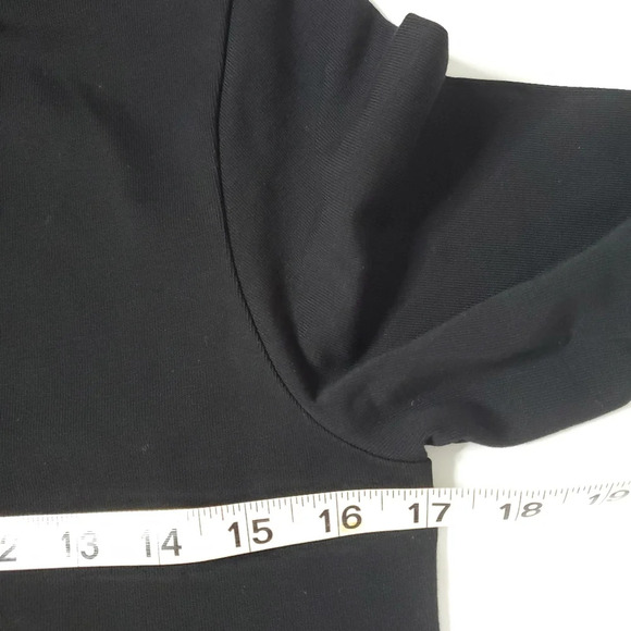 E.L.I. Pima Cotton Top Size Small Mock Neck 3/4 Sleeve Black Neutral Casual Chic - Picture 4 of 7
